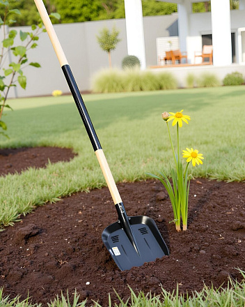 Лопата совковая, рельсовая сталь, черенок деревянный, СП, с ребром жесткости