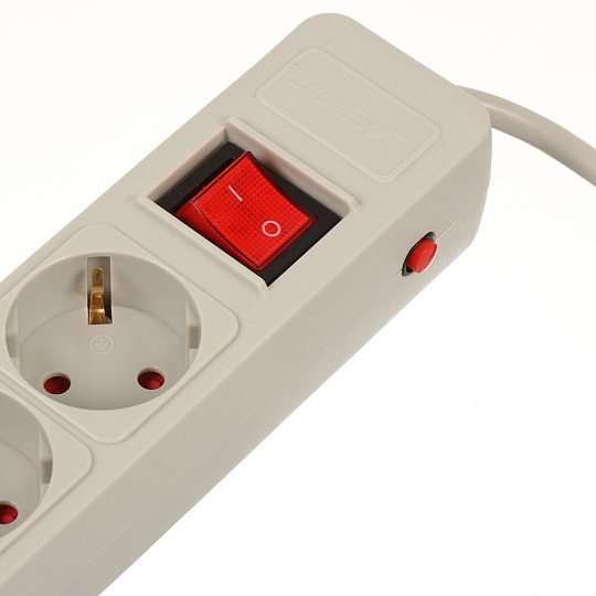 Сетевой фильтр 5 гнезд, 4.7 м, ПВС, 3х1 мм², с заземлением, 16 А, +2USB +TYPE C 2.0, 3.5 кВт, серый, Jett, 171-605