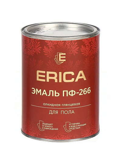 Эмаль Erica, ПФ-266, для пола, алкидная, глянцевая, желто-коричневая, 0.8 кг