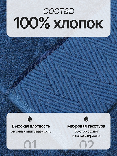 Полотенце банное 70х140 см, 100% хлопок, 550 г/м2, Сканно, Silvano, сине-зеленое, Узбекистан