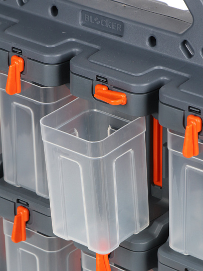 Ящик-органайзер для инструментов, 15х31х43 см, пластик, Blocker, Expert, 24 модуля, серо-свинцовый, оранжевый, BR395112026