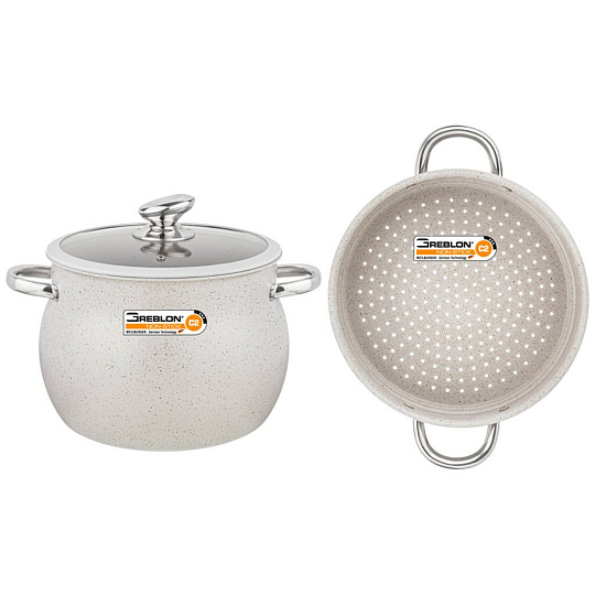 Кастрюля-пароварка Agness со стекл.крышкой и антипригар.мрамор. покрытием,, 3пр. диа.20см,5л,926-505