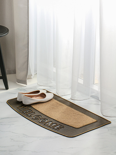 Коврик грязезащитный, 40 см, прямоугольный, резина, кокосовое волокно, коричневый, Кокос, Y4-5164