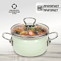 Кастрюля эмалированная сталь, 1.5 л, крышка стекло, металлические ручки, сферический, Сантэкс, Слм, 1-2415211, салатовый ментол, индукция - фото 8