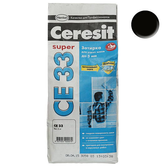 Затирка для швов Ceresit, СЕ33, 2 кг, графит, 865587