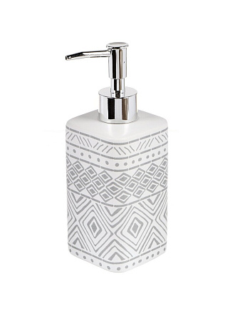 Дозатор для жидкого мыла, Ромбы, керамика, 6.9х6.9х12.2/18.6 см, белый, CE2901AA-LD