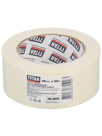 Лента малярная 48 мм, белая, основа бумажная, 50 м, Tytan, 11502