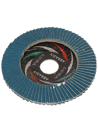 Круг лепестковый торцевой КЛТ2 для УШМ, LugaAbrasiv, диаметр 115 мм, посадочный диаметр 22 мм, зернистость ZK100, шлифовальный