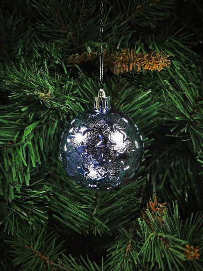 Елочный шар 25 шт, серебро, голубой, белый, 6 см, SYQA-0122332