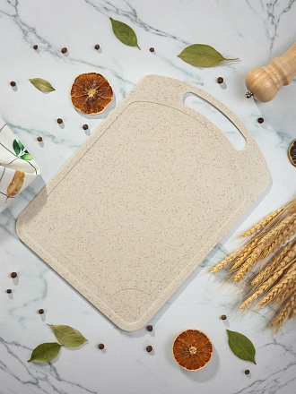 Доска разделочная пластик, 34.5х24.3х0.4 см, с ручкой, прямоугольная, Y4-7224