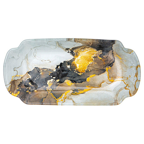 Блюдо стекло, для сервировки, прямоугольное, 9х19х2.5 см, Marble, Lefard, 198-247
