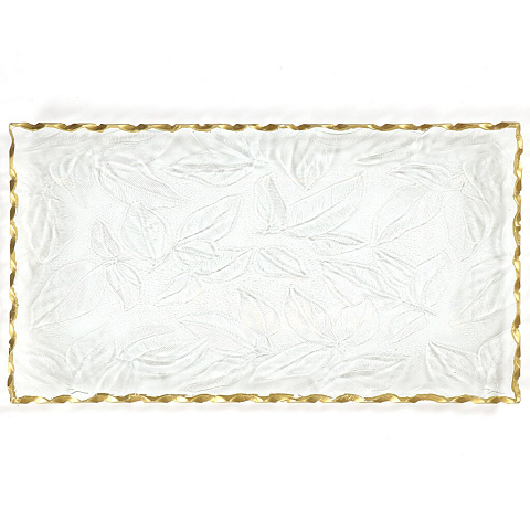 Тарелка декоративная, стекло, 39х21 см, прямоугольная, Золотая кайма, Y4-5025
