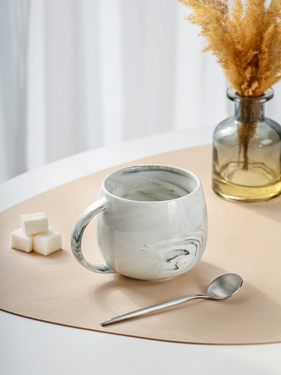 Кружка керамика, 380 мл, Серый мрамор, B060347