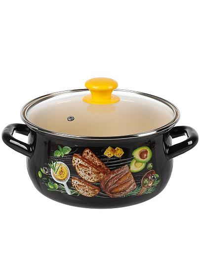 Набор посуды эмалированная сталь, 3 предмета, кастрюли 2, 3, 4 л., МП, Керченский металлургический завод, Чиабатта-1-Экстра, коричневый