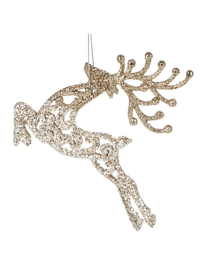 Елочное украшение Олень, шампань, 13 см, пластик, Y4-9389
