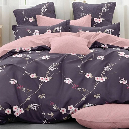 Постельное белье евро, простыня 200х220 см, 2 наволочки 70х70 см, пододеяльник 200х220 см, Адель, поплин, Виталина