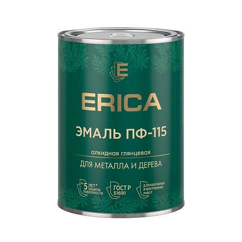 Эмаль Erica, ПФ-115, для внутренних и наружных работ, алкидная, глянцевая, оранжевая, 1.8 кг