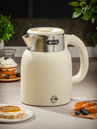 Чайник электрический Lofter, CX-K224-18W, белый, 1.6 л, 1500 Вт, скрытый нагревательный элемент, пластик