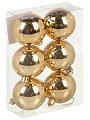 Елочный шар 6 шт, золото, 6 см, пластик, SYQD-0119156G