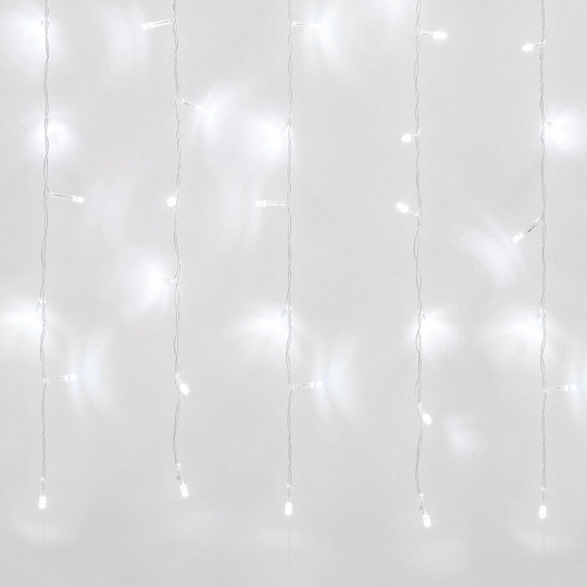 Гирлянда 240 ламп, 3х2 м, 1 режим, Занавес, Uniel, свет белый, прозрачная, на улице/в помещении, сетевая, LED, UL-00007213