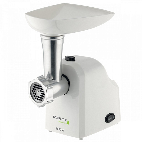 Мясорубка электрическая Scarlett, SC-MG45M07, 1800 Вт, реверс, 2 кг/мин, пластик, 4 насадки, для кеббе, сосисок, терки, шинковки