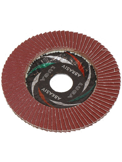 Круг лепестковый торцевой КЛТ2 для УШМ, LugaAbrasiv, диаметр 115 мм, посадочный диаметр 22 мм, зернистость A120, шлифовальный