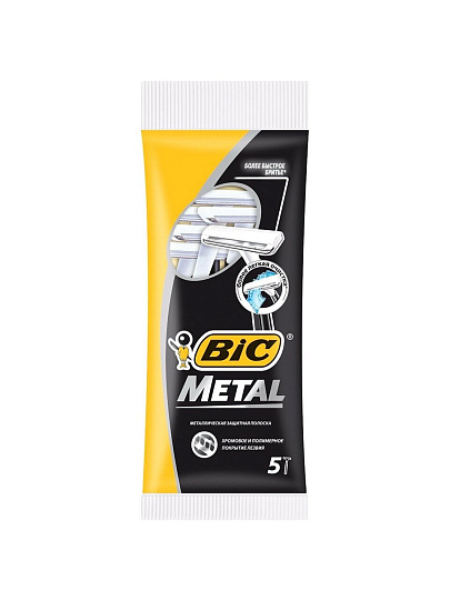 Станок для бритья Bic, Metal, для мужчин, 5 шт, одноразовые, 899418