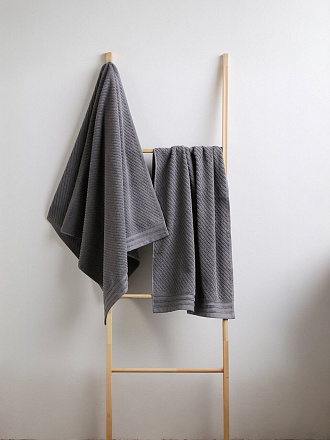 Набор полотенец 2 шт, 100% хлопок, 420 г/м2, Silvano, Мореска, серый, Узбекистан