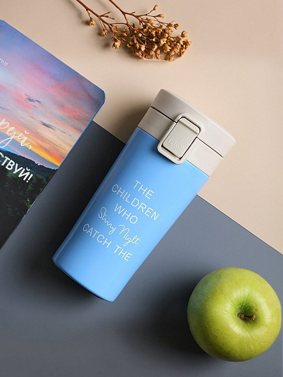 Термокружка нержавеющая сталь, 0.38 л, колба нержавеющая сталь, голубая, Y4-9332