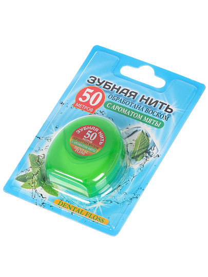Зубная нить Vilsen, вощеная, с мятой, 50 м, D-203