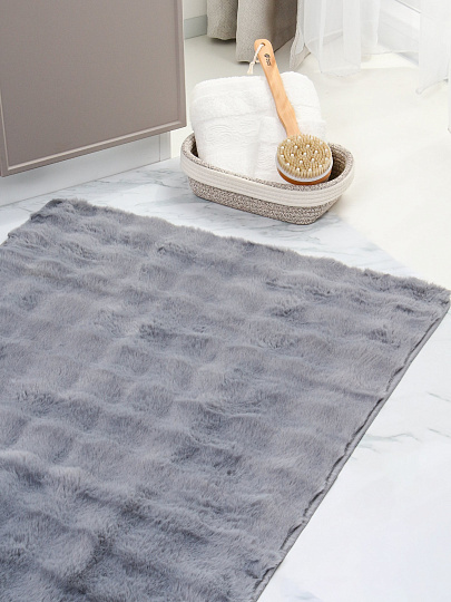 Коврик интерьерный 0.8х1.2 м, Silvano, прямоугольный, голубой, искусственный мех, Y4-11718