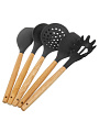 Набор кухонных принадлежностей 14 предметов, силикон, бамбук, в стакане, черный, Daniks, Y4-9561 - фото 3