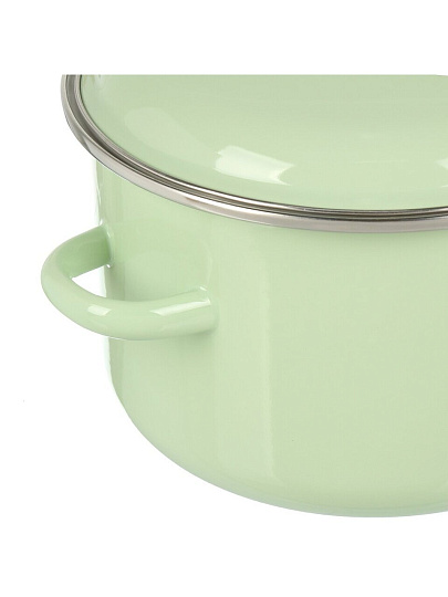 Кастрюля эмалированная сталь, 4 л, крышка сталь, цилиндрическая, Сибирские товары, 9MD201P, салатовая, индукция