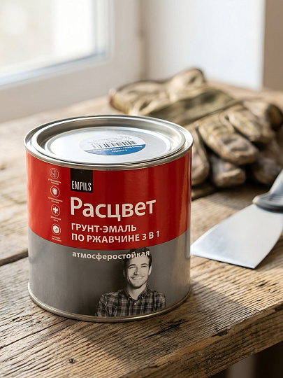 Грунт-эмаль Расцвет, по ржавчине, алкидная, синяя, 1.9 кг