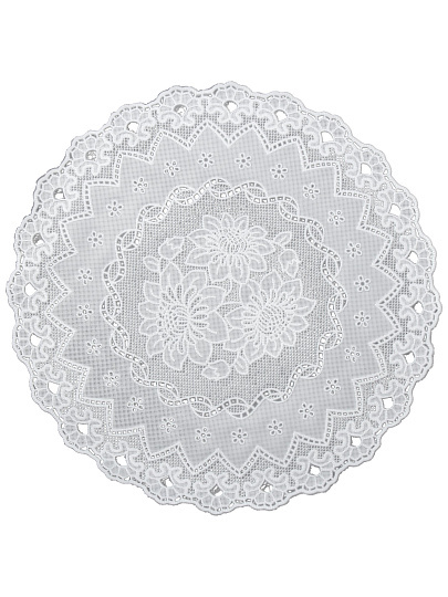 Салфетка для стола ПВХ, 30 см, круг, Grace, Лейс, бел, LO-0902U
