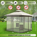 Шатер с москитной сеткой, серый, 3х3х2.65 м, четырехугольный, Green Days, DU328-orig - фото 10