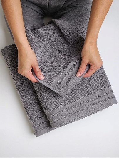 Набор полотенец 2 шт, 100% хлопок, 420 г/м2, Silvano, Мореска, серый, Узбекистан