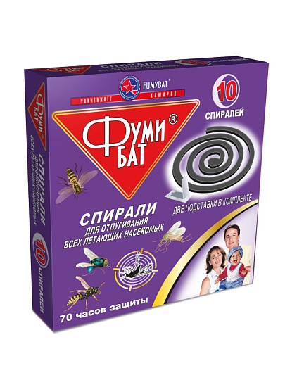 Репеллент от комаров, спираль, черная, Фумибат, 10 шт