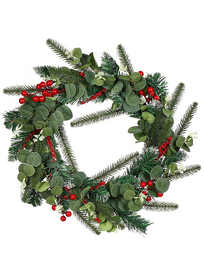Венок рождественский 45 см, с ягодами, SYHHA-0823001