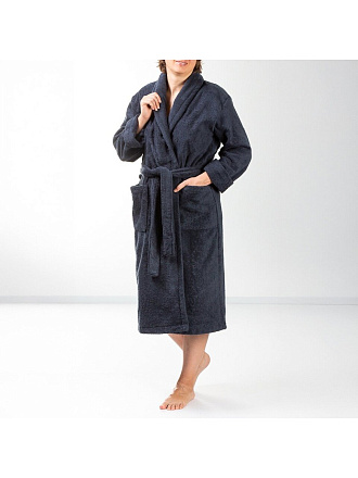 Халат мужской, махровый, 100% хлопок, темно-серый, L-XL, 48-50, Silvano