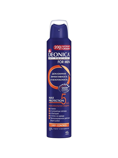 Дезодорант Deonica, 5 Protection, для мужчин, спрей, 200 мл