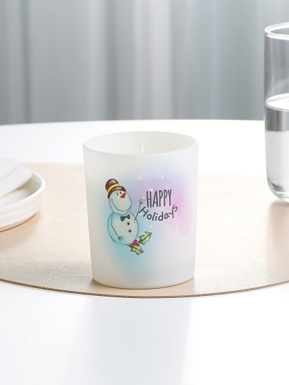 Свеча декоративная, 9.3х7.7 см, Happy Holidays, парафин, в стеклянном подсвечнике, 35 1621 102