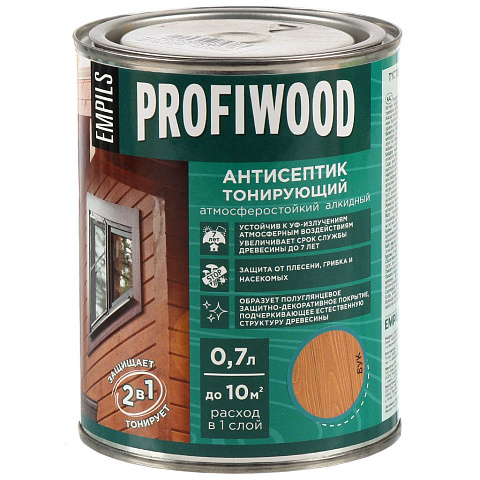 Антисептик Profiwood, для дерева, тонирующий, бук, 0.6 кг