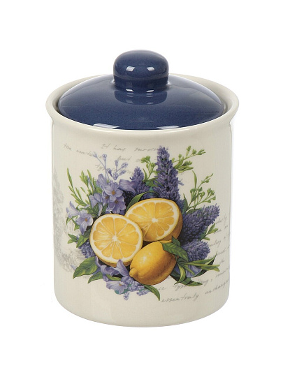 Банка для сыпучих продуктов, доломит, 0.55 л, 10х10х13 см, с крышкой, Daniks, Лаванда