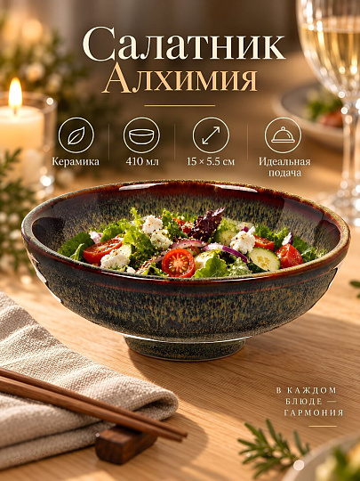 Салатник керамика, 15х5.5 см, 0.41 л, Алхимия, Y4-13432