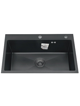 Мойка кухонная врезная, Diadonna, нержавеющая сталь, 700х500х200 мм, серый графит, DS7050B