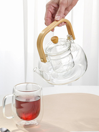 Чайник заварочный стекло, 1 л, с ситечком, Церемония, Y6-10119/B050144