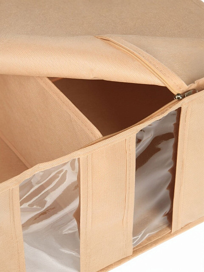 Кофр для хранения вещей, 2 секции, с крышкой, 60х30х20 см, спанбонд, с молнией, в ассортименте, П-121-603020