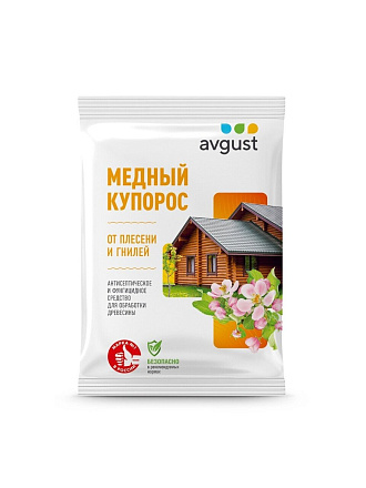 Фунгицид Медный купорос, от плесени и гнилей древесины, 300 г, Avgust