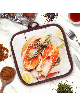 Прихватка 18х18 см, 100% полиэстер, Стейки из лосося, Y9-183